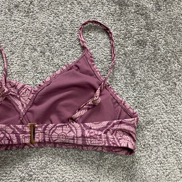 Shade & Shore Swimwear Bikini Top Womens Medium Multi Geometric Ruffle Spaghetti - Picture 9 of 14